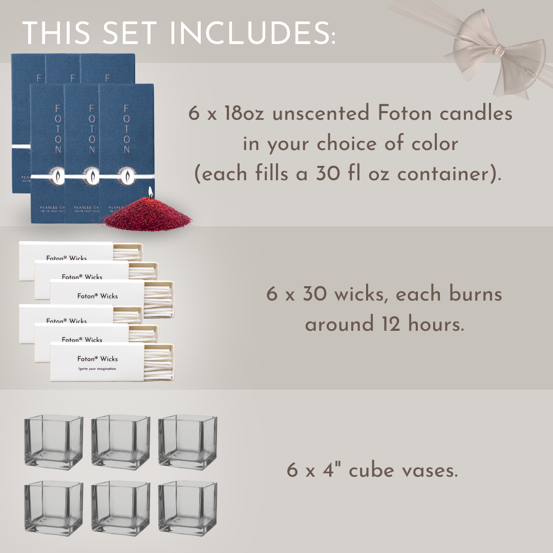 Candle & Vase 6-Pack - Unscented Colored