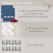 Candle & Vase 6-Pack - Unscented Colored