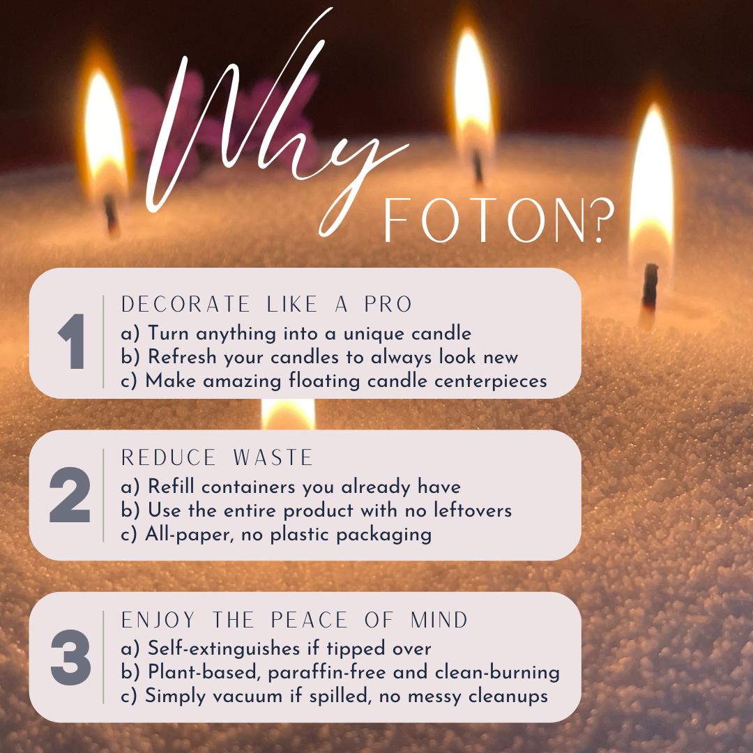 Foton can be used to repurpose existing containers into candles, a