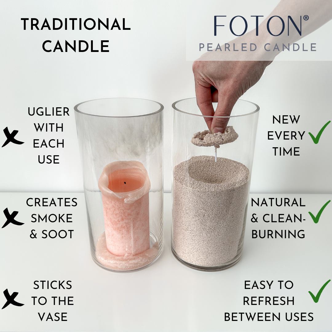  Foton Pearled Candle 18 Oz - Unscented Non Toxic