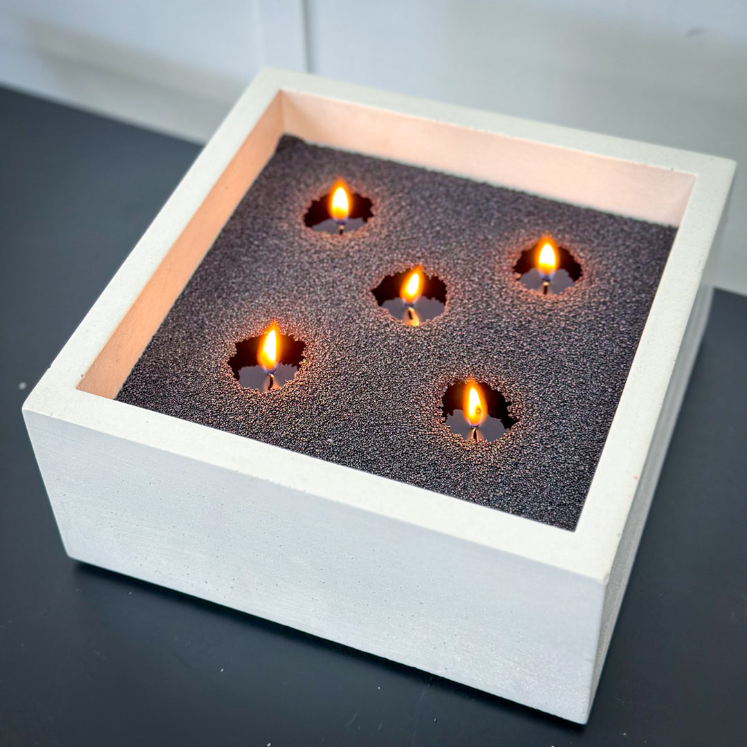 Square Concrete Candle Vessel